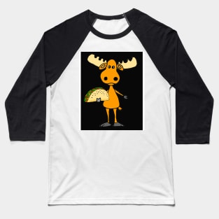 cute Moose eating Taco Cartoon Baseball T-Shirt